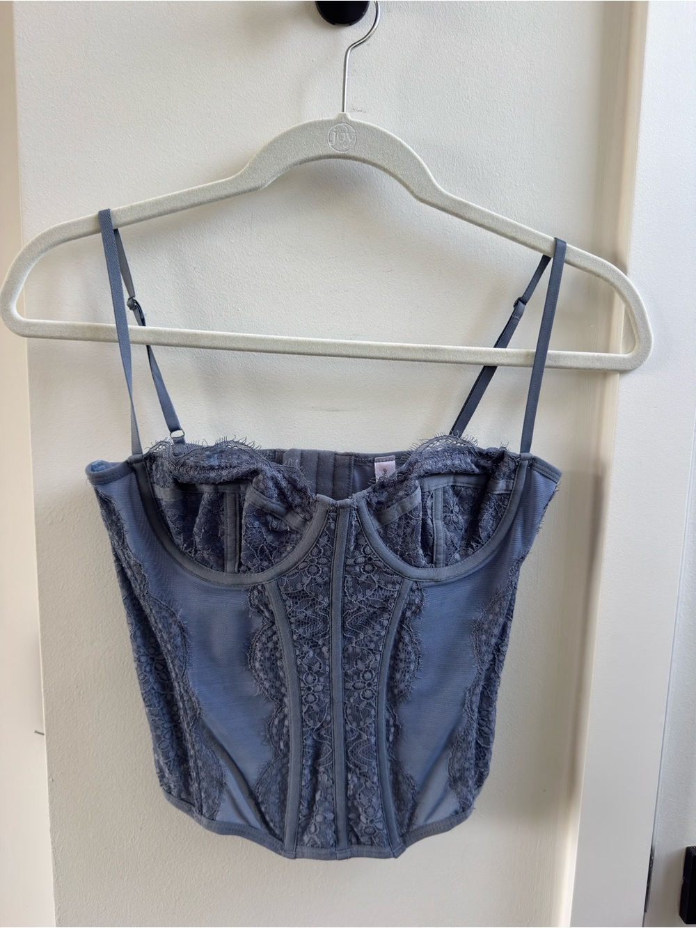 Urban Outfitters Slate Blue Lace Bustier Top